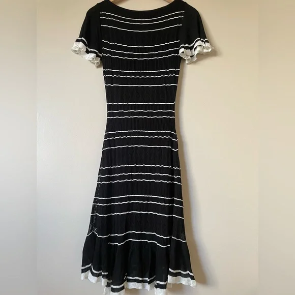 NWT Sezane Brunella Knit Mini Dress Black White Stripe | size XS - Picture 4 of 11